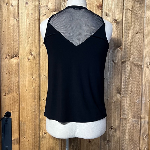 Express Small Black Tank Top Mesh Insert Minimalist Edgy Sexy BikerCore - Picture 4 of 6